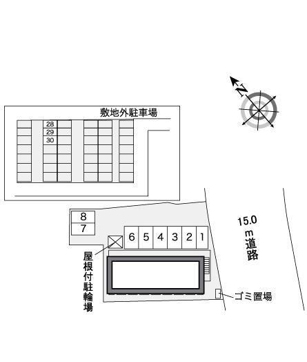 ディアコート6(37631) 敷地外駐車場の駐車配置図