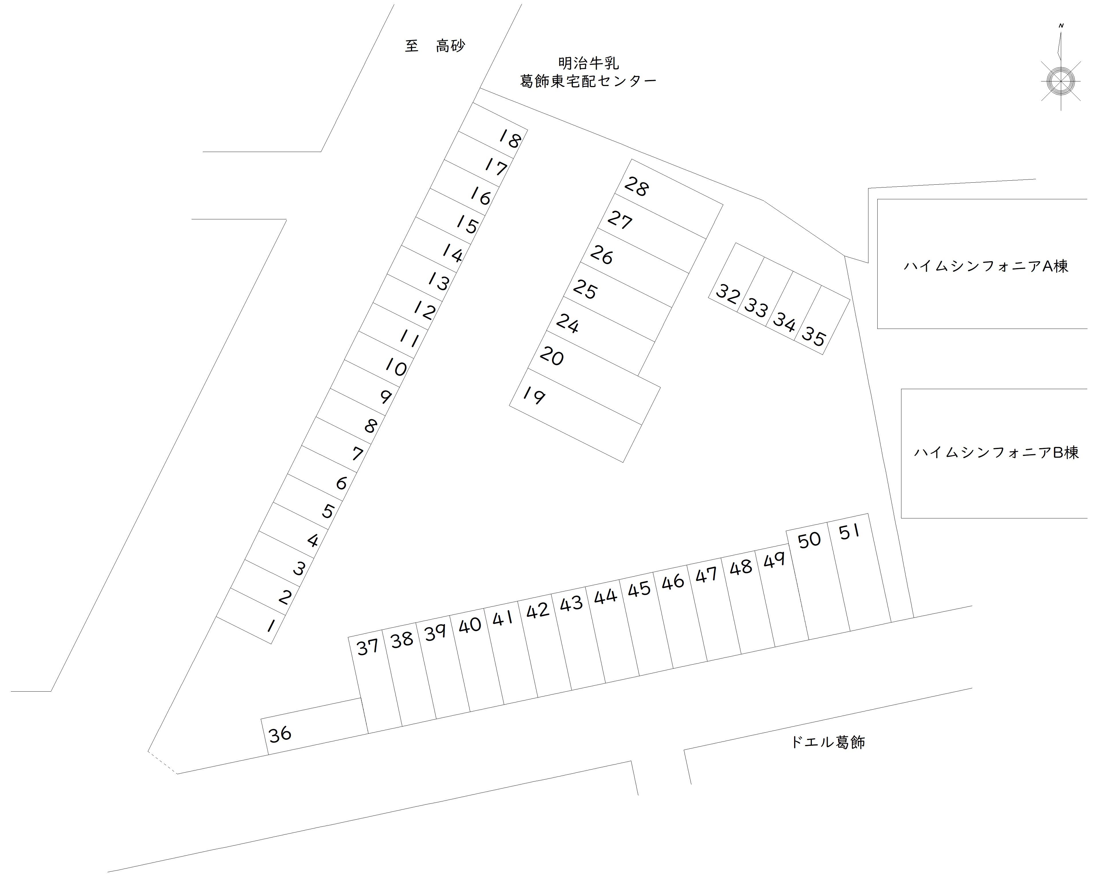 細田4-12 駐車場の駐車配置図