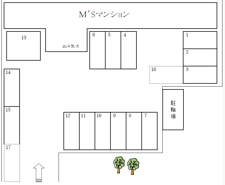 M'sマンションの駐車配置図