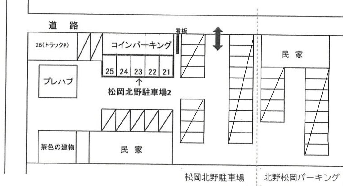 松岡北野駐車場2の駐車配置図