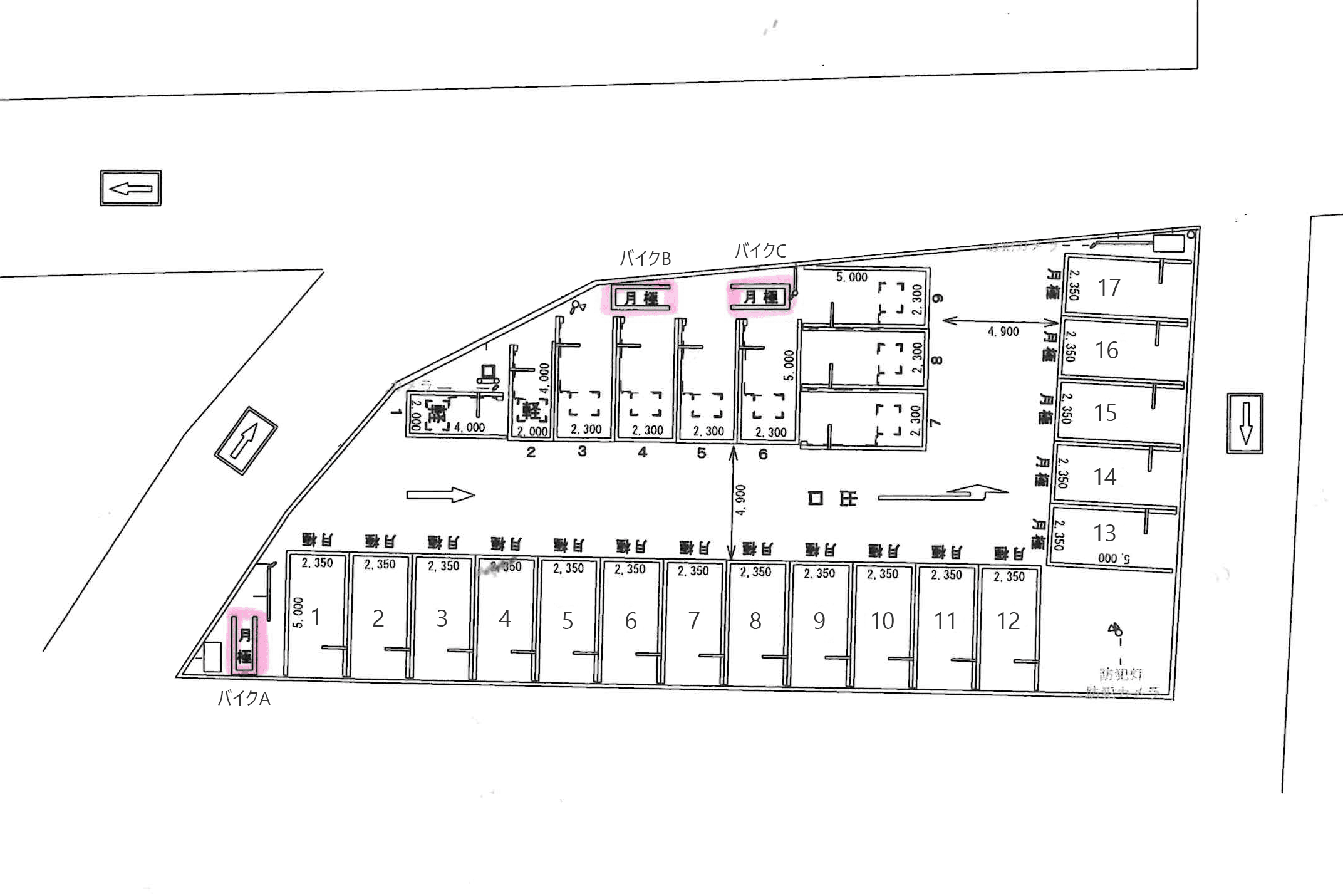 クレスト玉津の駐車配置図