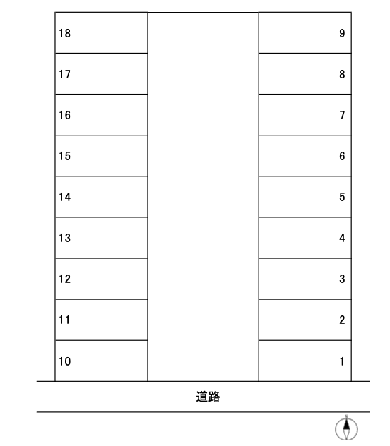 六条東パーキングの駐車配置図