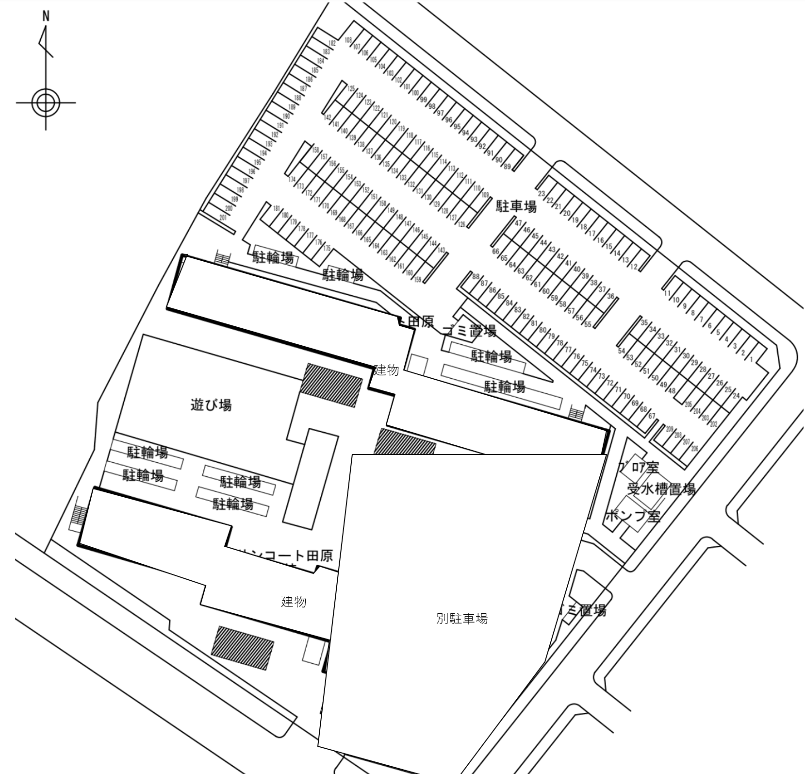 サンコート田原駐車場の駐車配置図