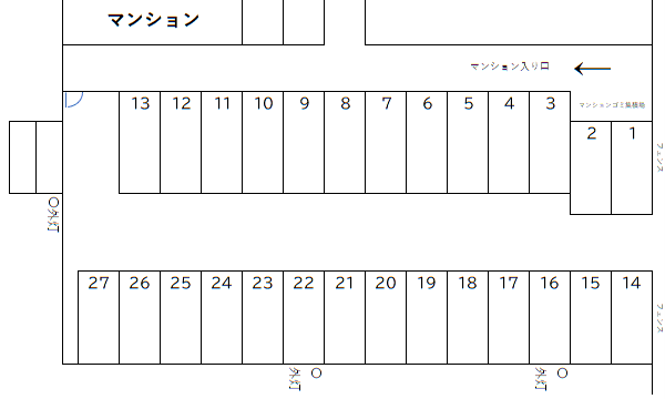 ひかり第1マンション駐車場の駐車配置図