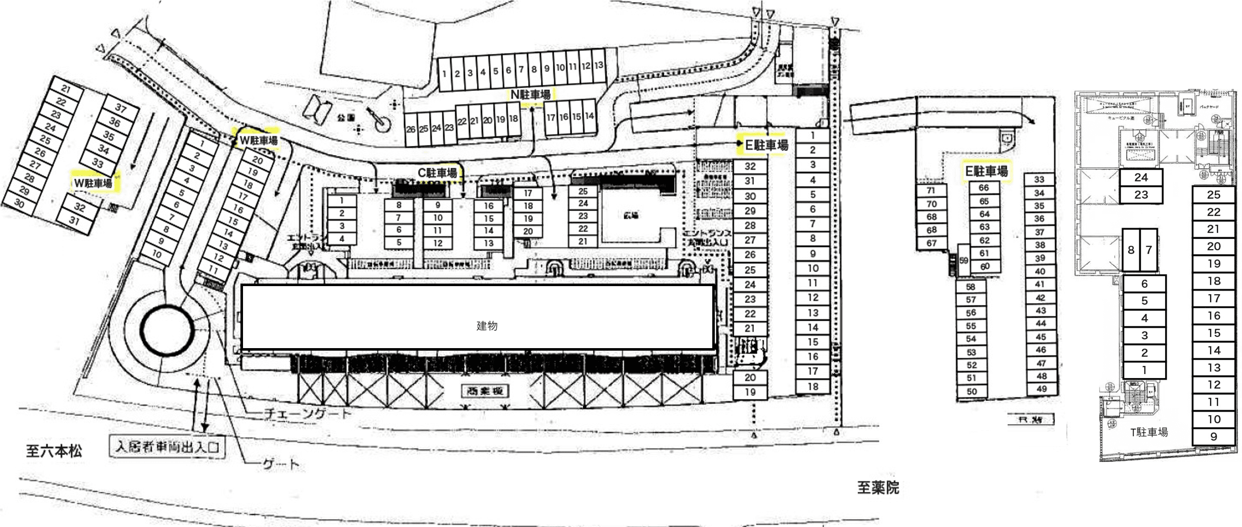 クラシオン桜坂駐車場の駐車配置図