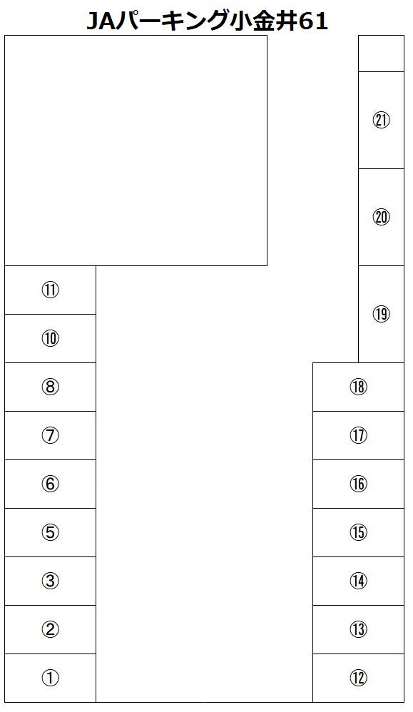 JAパーキング小金井61の駐車配置図
