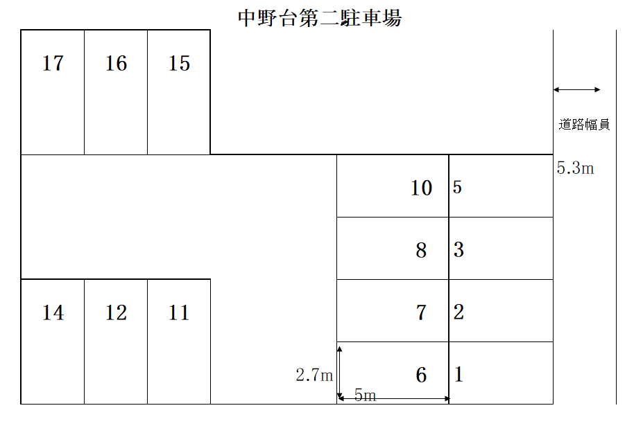 中野台第二駐車場の駐車配置図