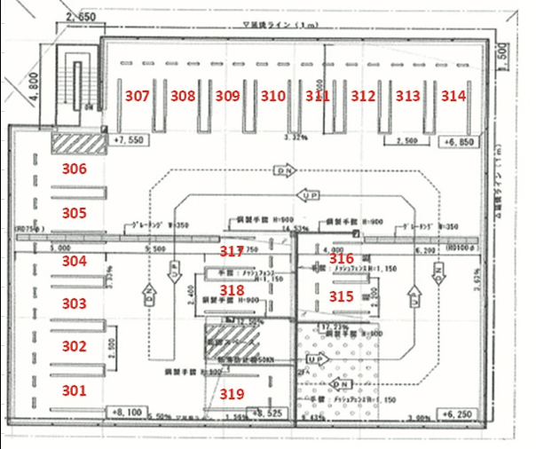 長崎万才町第1駐車場の駐車配置図