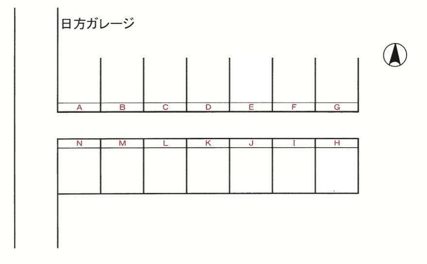 日方ガレージの駐車配置図