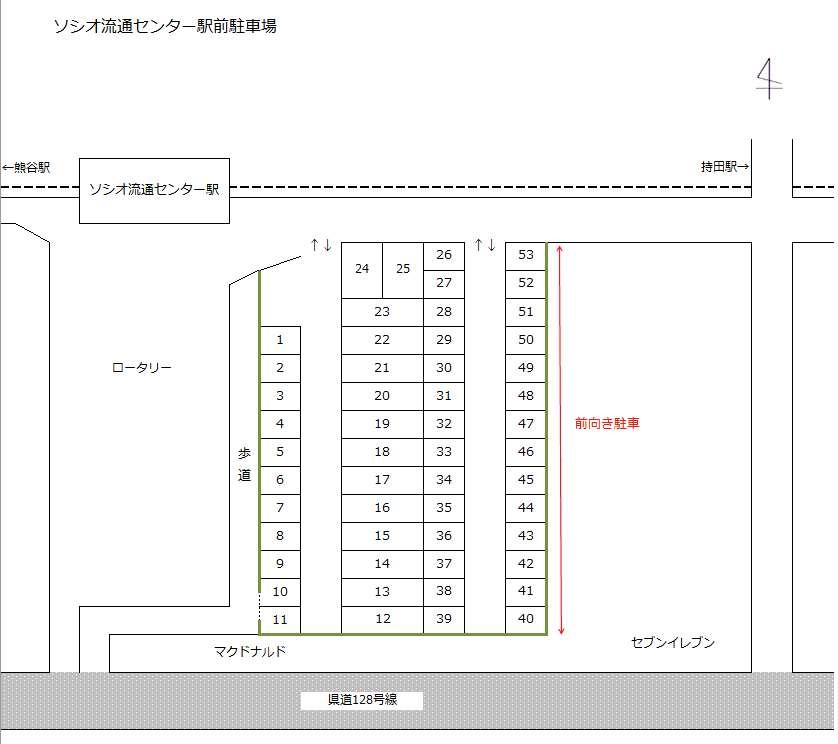 ソシオ流通センター駅前駐車場の駐車配置図