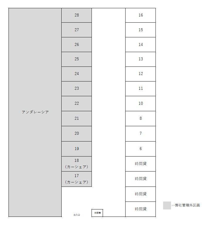 第102駐車場の駐車配置図