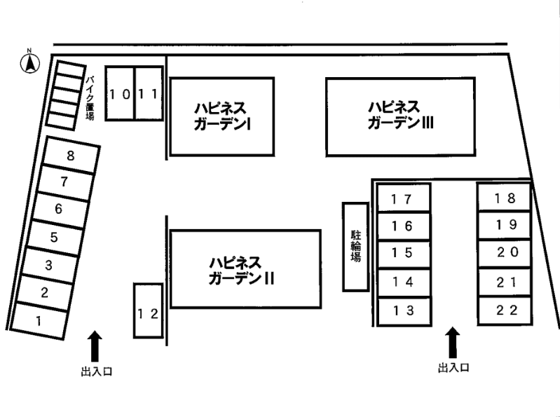 ハピネスガーデン駐車場の駐車配置図