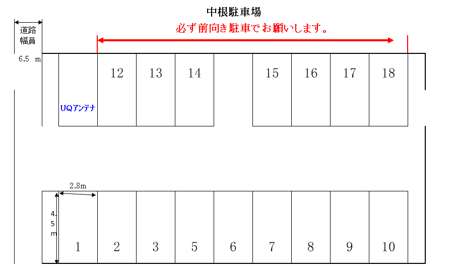 中根駐車場の駐車配置図