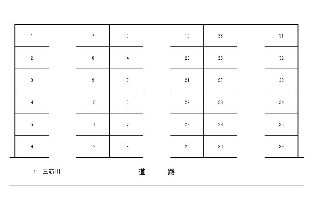 五日市中央3丁目ガレージの駐車配置図