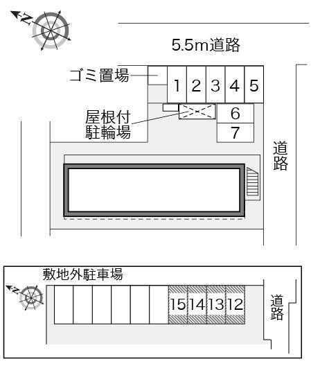 シャトーエグゼ(23647) 敷地外駐車場の駐車配置図