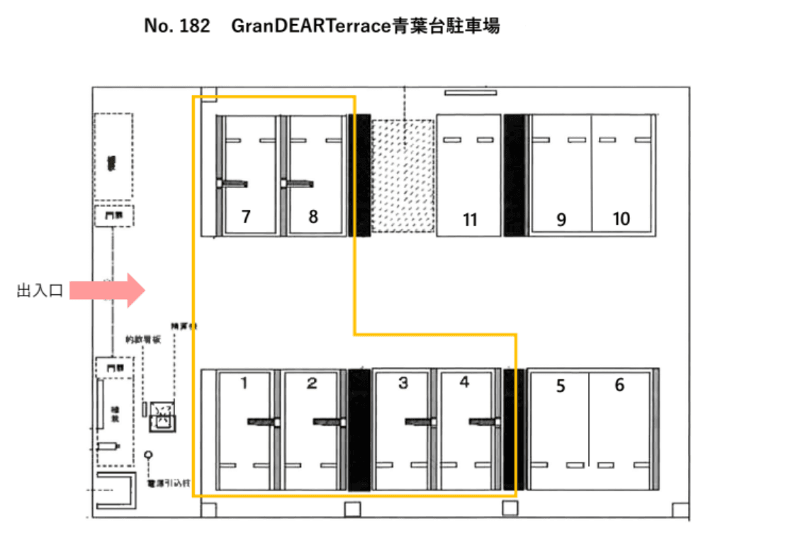 グランディアテラス青葉台駐車場(入居者専用)の駐車配置図