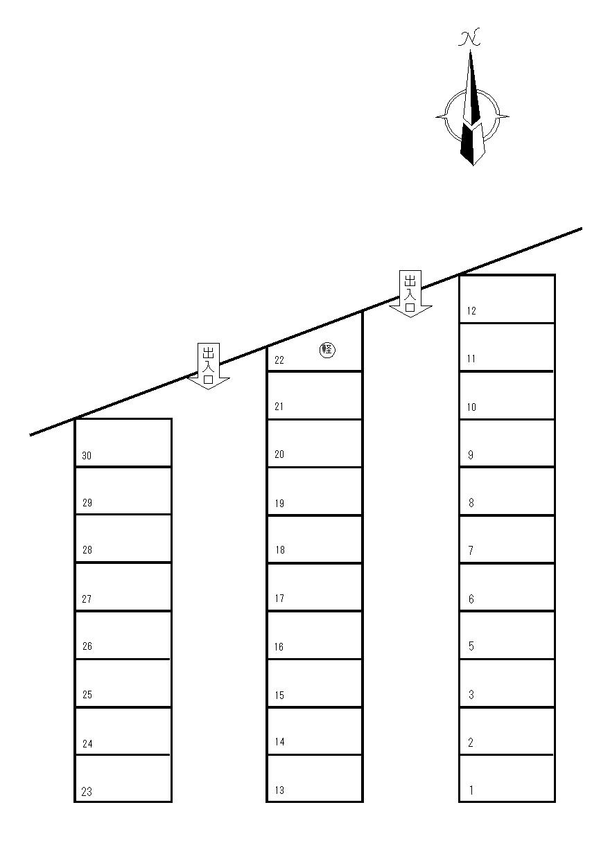 横田第3駐車場の駐車配置図