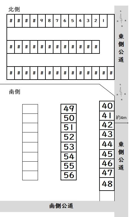 六ツ野園駐車場の駐車配置図
