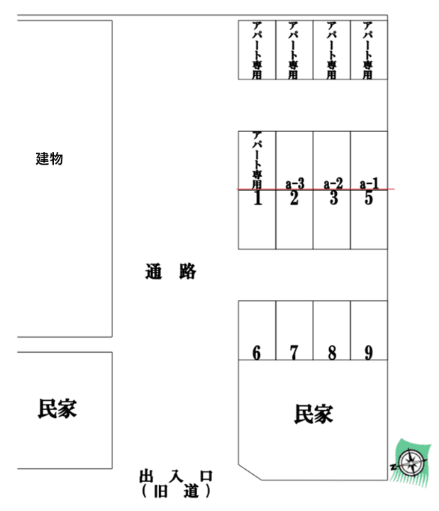 メゾントシ前 駐車場の駐車配置図