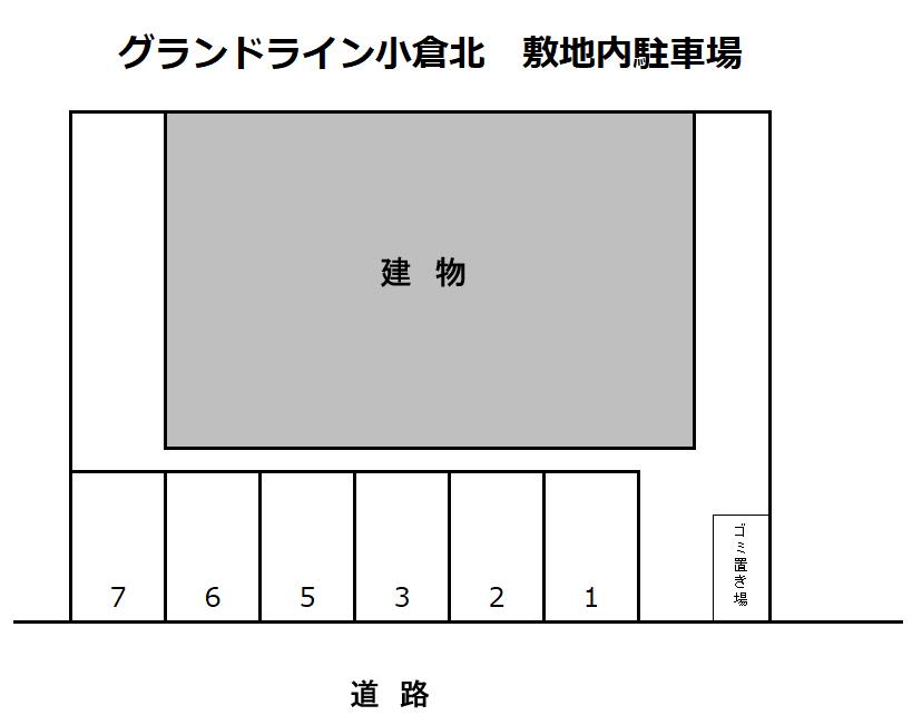 グランドライン小倉北 敷地内駐車場の駐車配置図