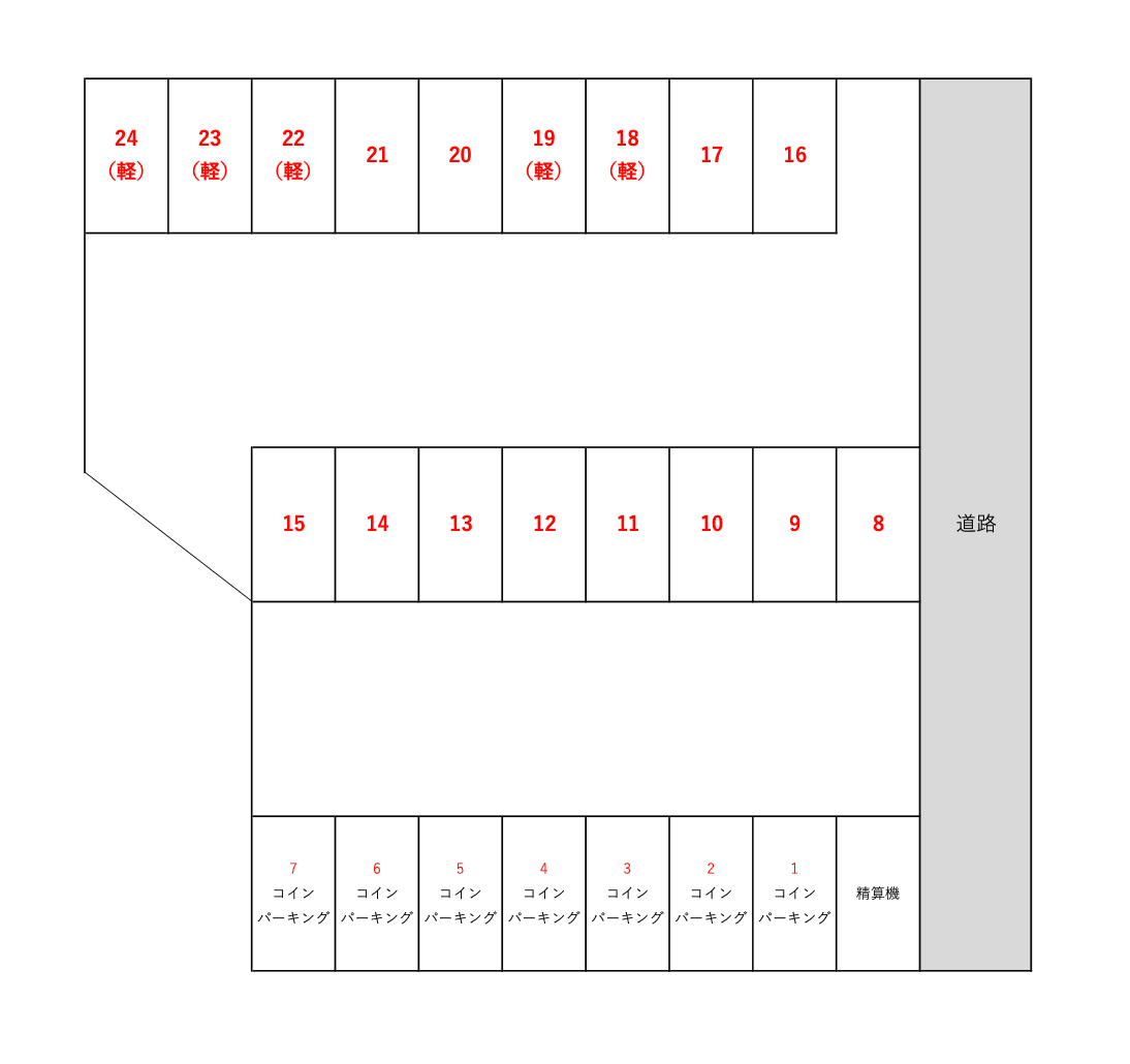 七隈4丁目大原月極駐車場の駐車配置図