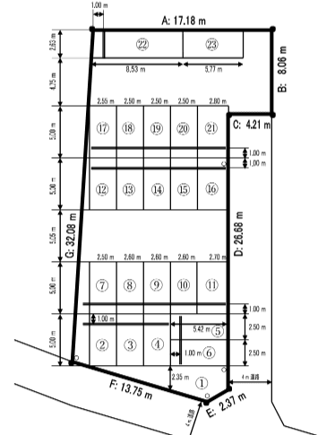 パーキング朝日野Ⅱの駐車配置図