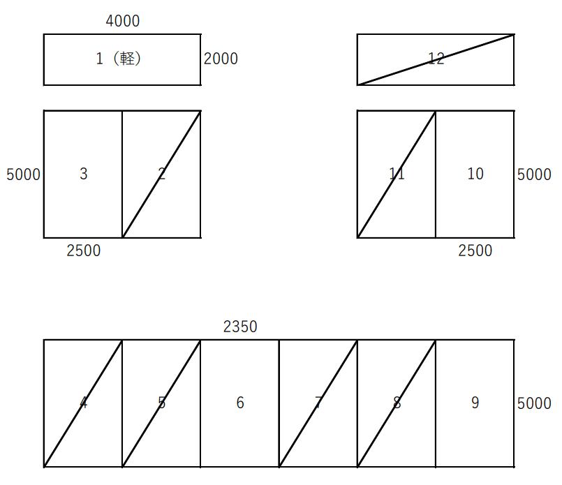 二階堂駐車場の駐車配置図