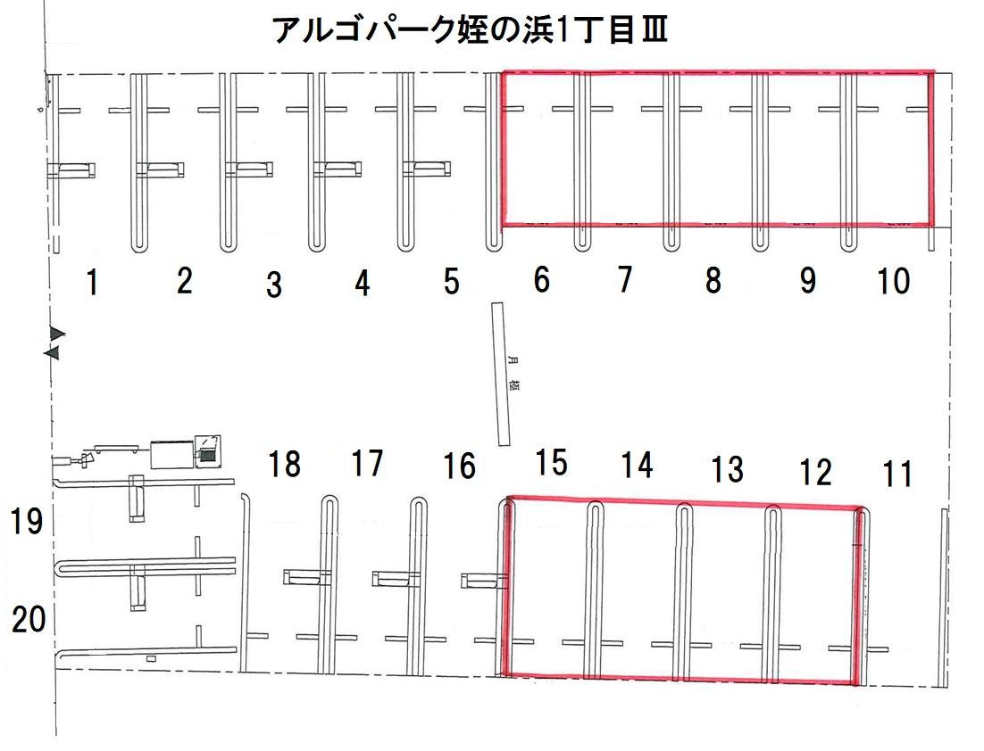 アルゴパーク姪の浜1丁目Ⅲの駐車配置図