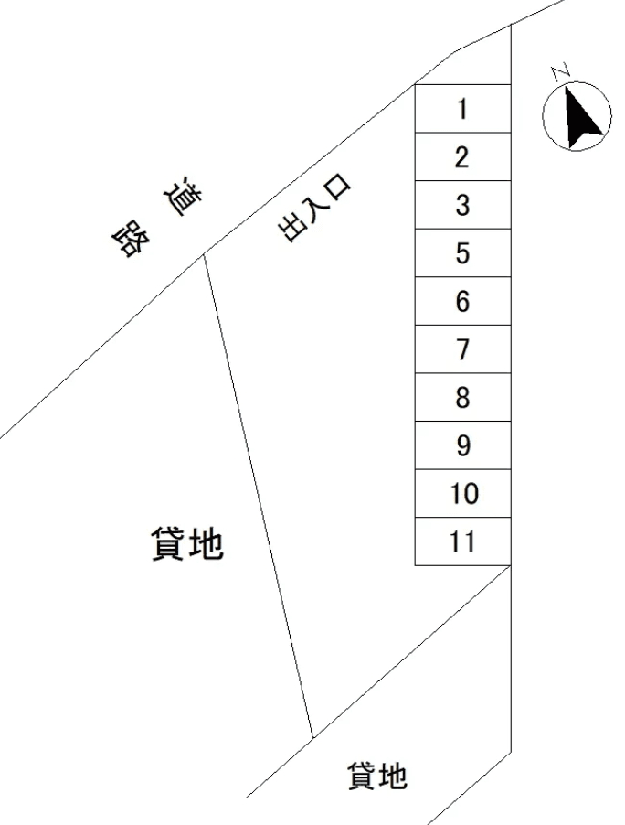 簑嶋月極駐車場の駐車配置図