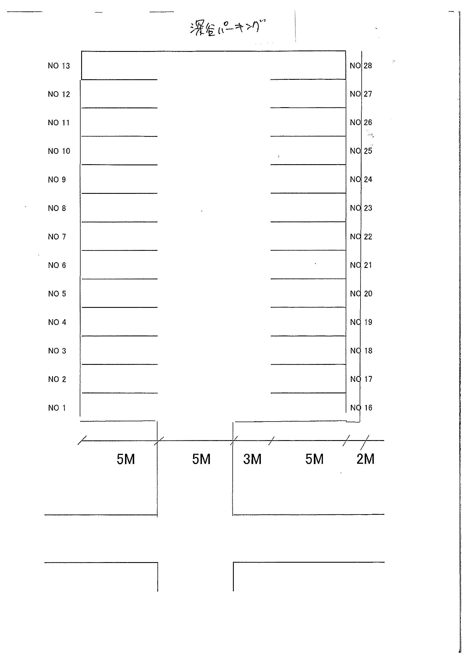 深谷パーキングの駐車配置図