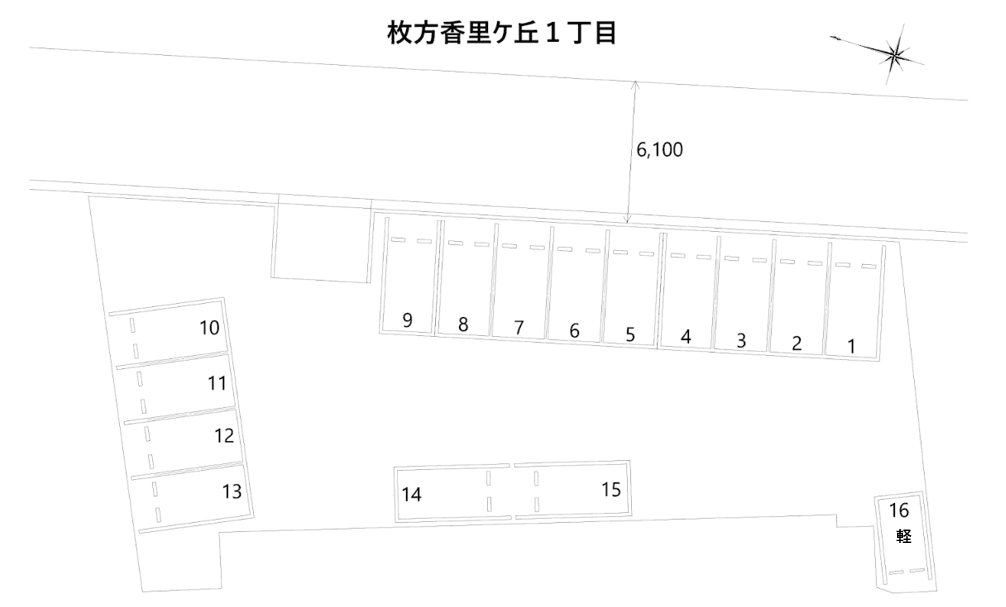 枚方香里ケ丘1丁目の駐車配置図