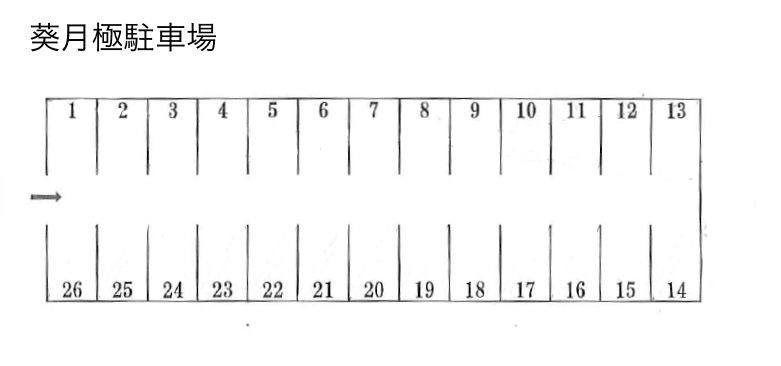 葵月極駐車場の駐車配置図