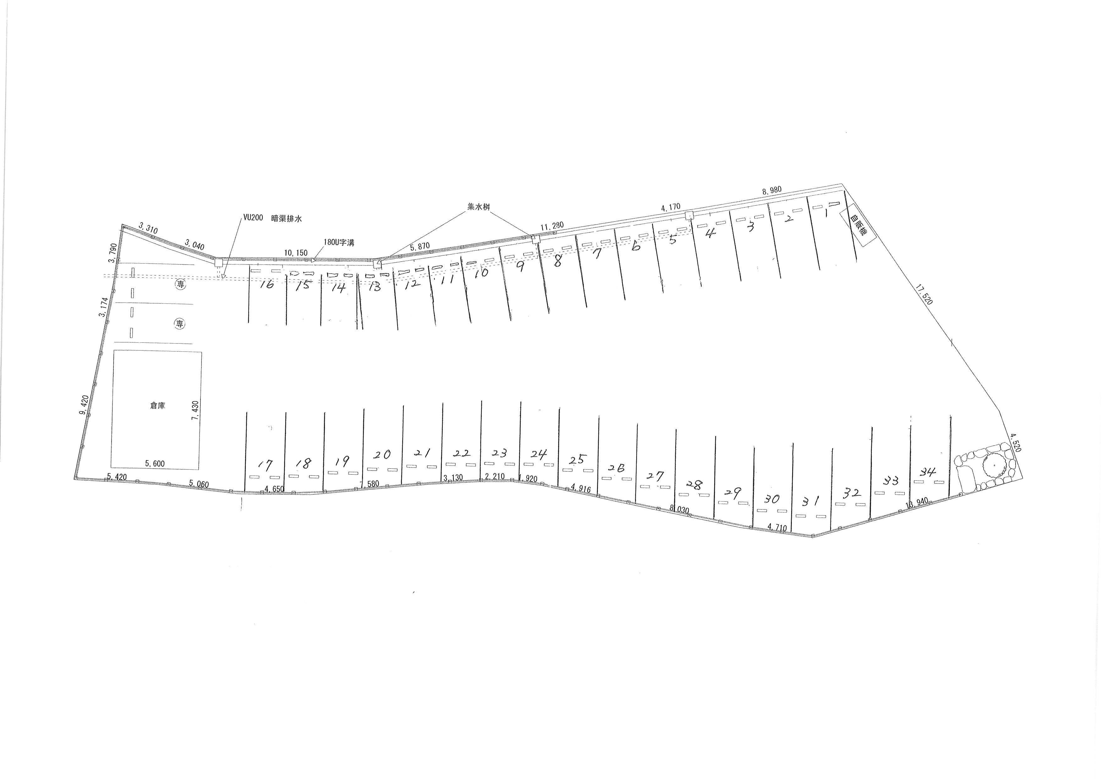 後田町5丁目パーキングの駐車配置図
