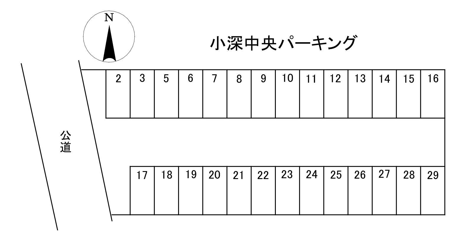 小深中央パーキングの駐車配置図