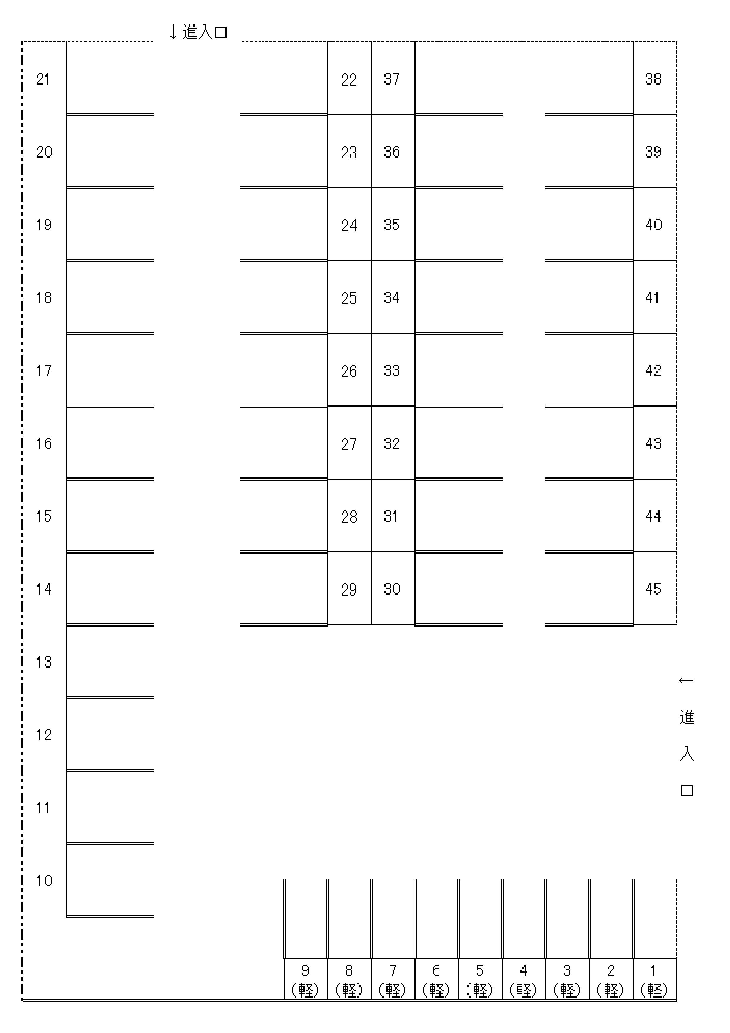 大在駅前駐車場Ⅰの駐車配置図