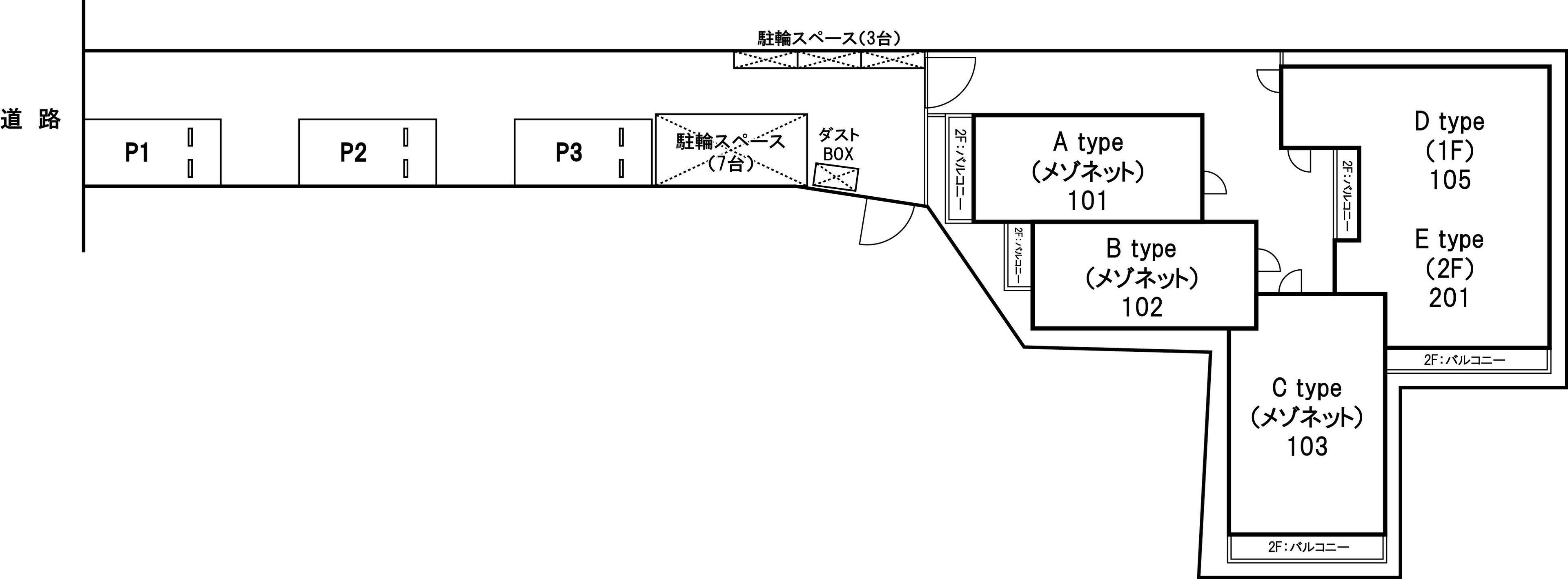 リブリ・すずかけ小路レジデンス駐車場の駐車配置図