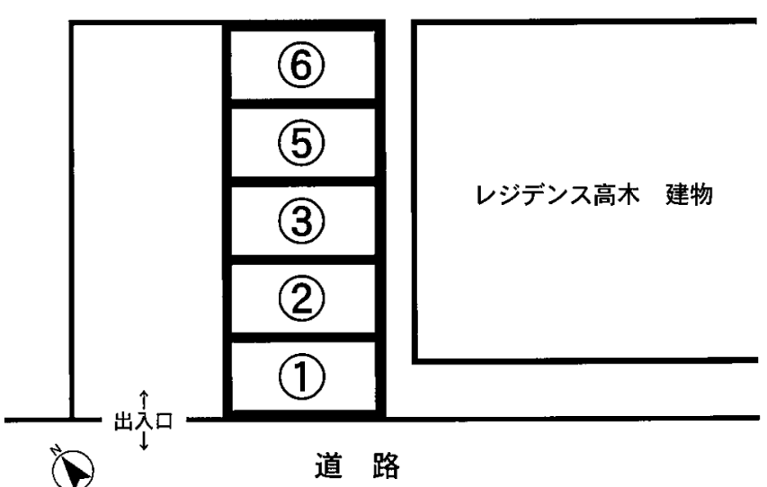 高木駐車場の駐車配置図