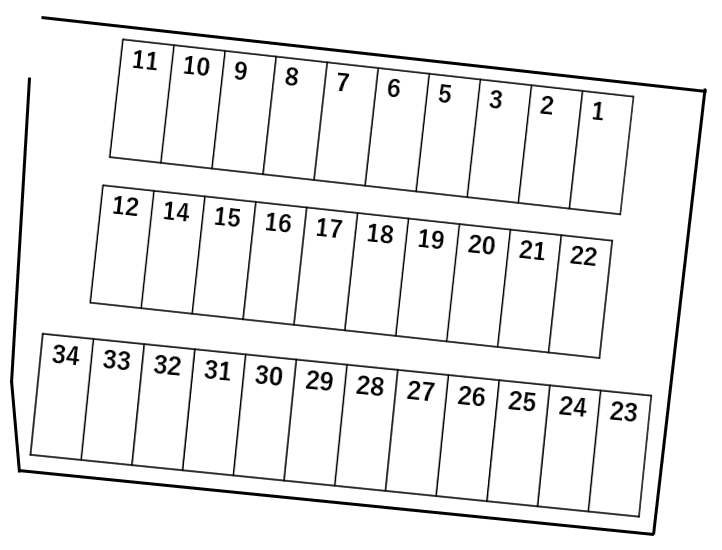 岡山第2ガレージの駐車配置図