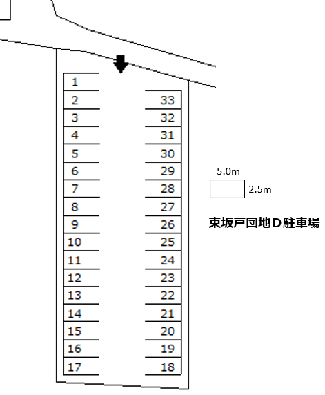 東坂戸団地D駐車場の駐車配置図