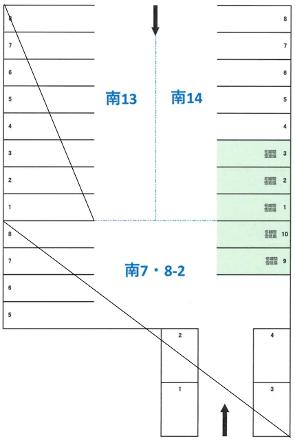 平和通8丁目南14駐車場の駐車配置図