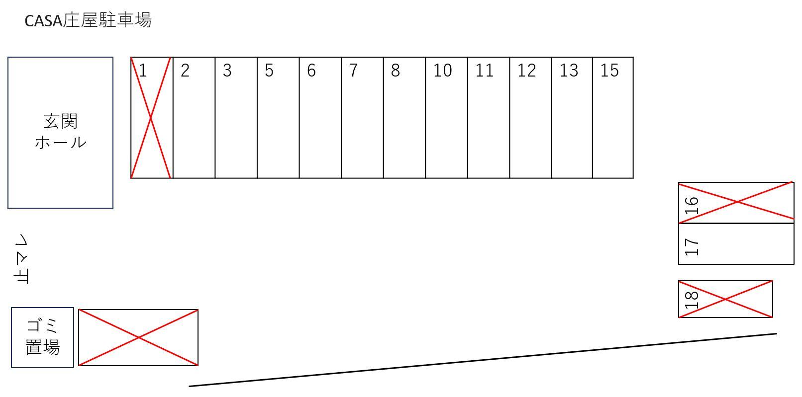 CASA庄屋駐車場の駐車配置図