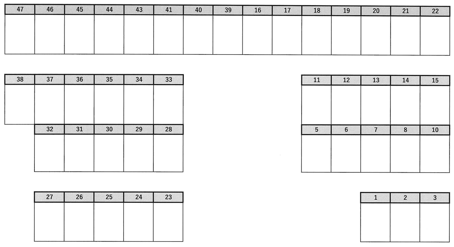 薪長尾谷駐車場の駐車配置図