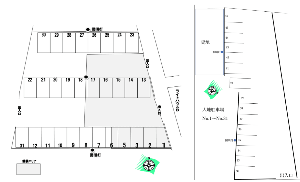 大地駐車場の駐車配置図