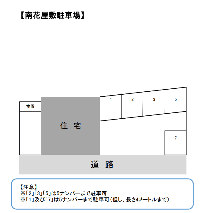 南花屋敷駐車場の駐車配置図