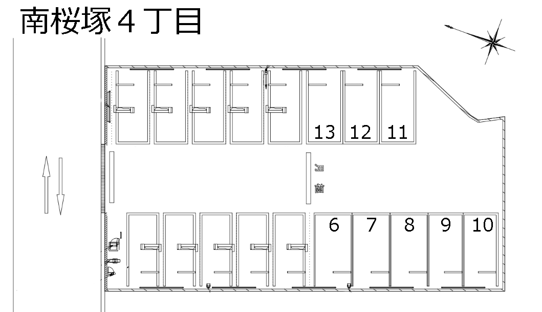 南桜塚4丁目の駐車配置図