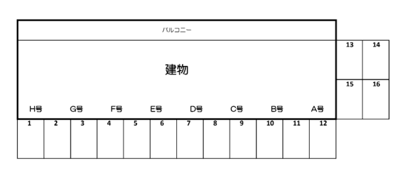 Nハウス駐車場の駐車配置図