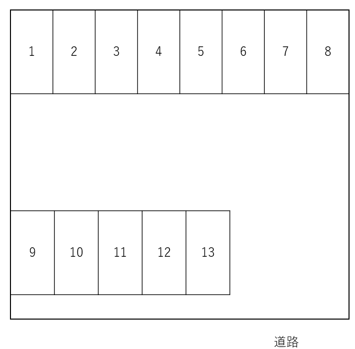 大手田酉町3丁目駐車場の駐車配置図