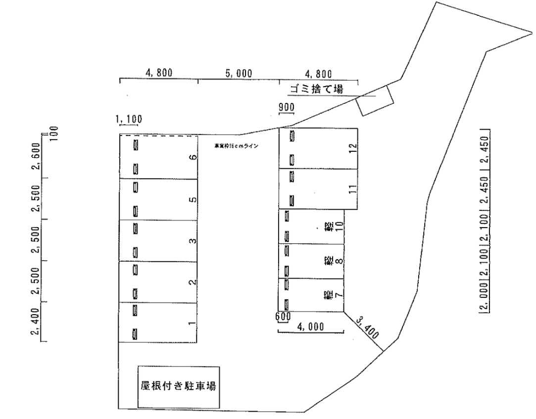 MONERIガレージの駐車配置図