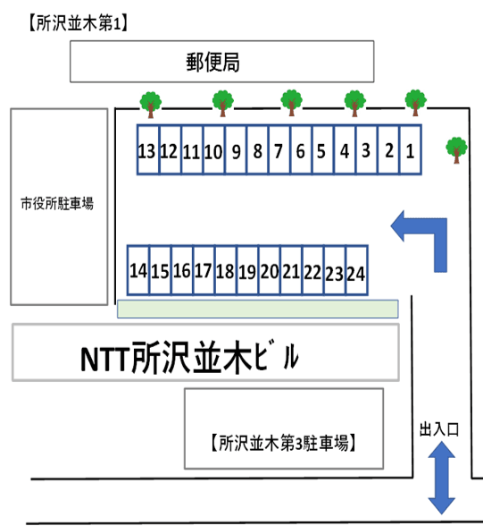 所沢並木第1駐車場の駐車配置図