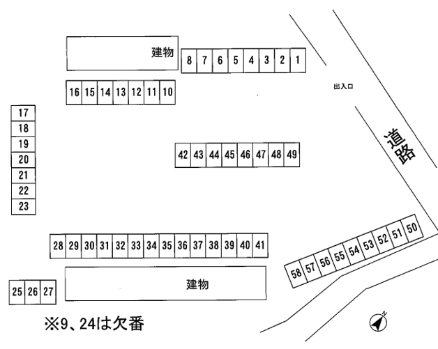 サンコート第二駐車場の駐車配置図
